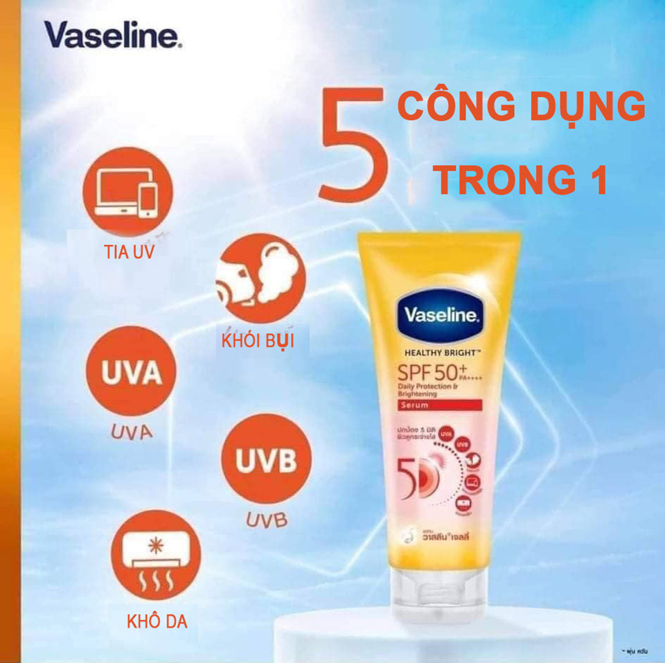 Sữa Dưỡng Thể Chống Nắng Vaseline 50X Healthy Bright Daily Protection & Brightening Serum SPF50 320ML